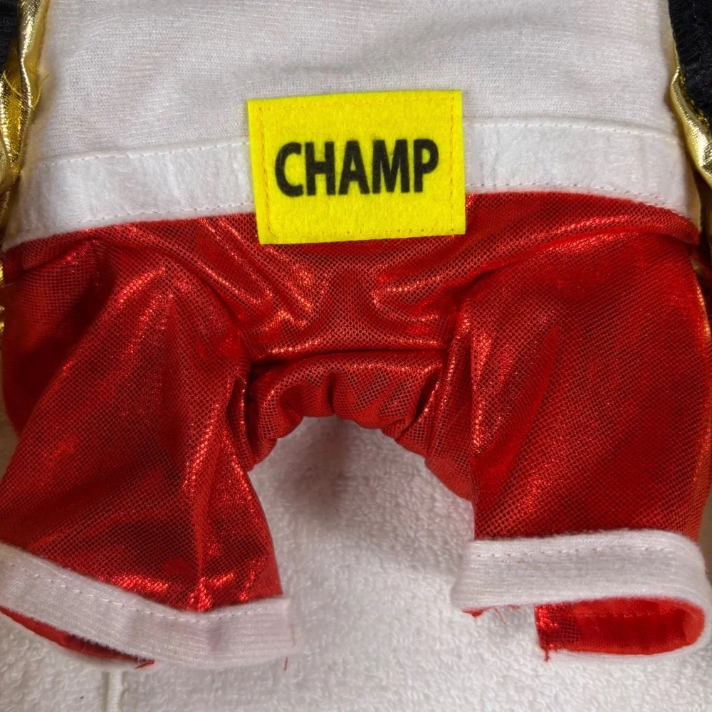 Pet Costume Boxer Champ Dog Cat Outfit Hoodie Red Shorts Gold‎ Robe Small